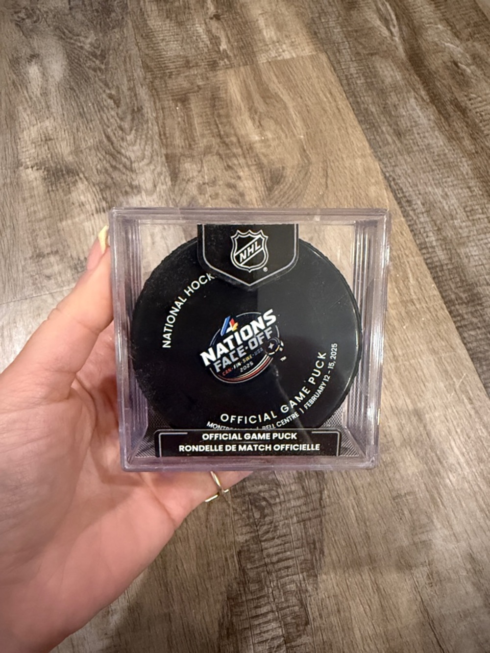 NHL Nations Face-Off Official Game Puck - Black with Multicolor Logo